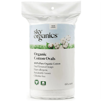 Organic Cotton Ovals for Sensitive Skin for Beauty & Personal Care, 60 Count