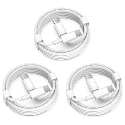 3 Pack  USB-C to USB-C PD Fast Charger OEM Charging Cable Compatible with Iphone 16 /15 Pro Max plus / Samsung Galaxy S25 S24 S23 S22 Ultra / Ipad Pro / Universal for All Type-C (3Ft, White)